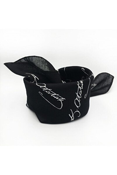 Herşey Nota Ataturk Signature Scarf Black