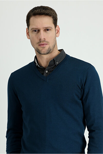 Kiğılı V-Neck Regular Fit Cotton Knitwear Sweater