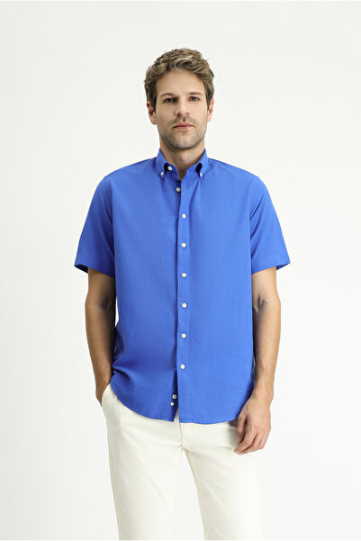 Kiğılı Short Sleeve Regular Fit Sports Cotton Button Collar Shirt