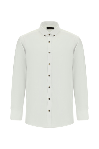 Abdullah Kiğılı Long Sleeve Regular Fit Cotton Button Lapel Oxford Shirt