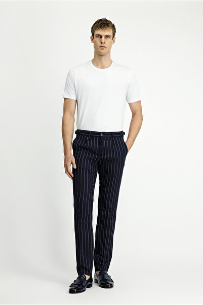 Kiğılı 7 Drop Slim Fit Slim Fit Linen Blend Striped Classic Fabric Trousers w...