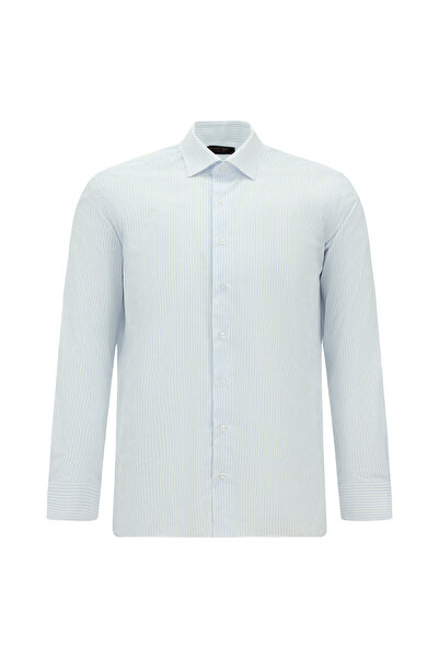 Abdullah Kiğılı Long Sleeve Slim Fit Cotton Classic Striped Shirt