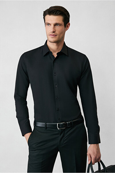 Kiğılı Long Sleeve Slim Fit Classic Collar Oxford Cotton Easy-Iron Shirt