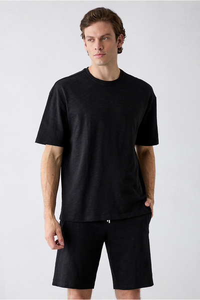 Kiğılı Crew Neck Oversize Printed Embroidered 100% Cotton T-Shirt