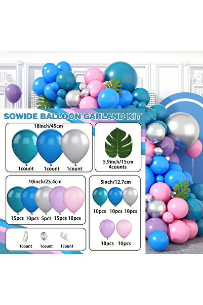 Choice Other MULTI 115pcs Purple Pink Blue Metallic Silver Balloon Arch Garla...