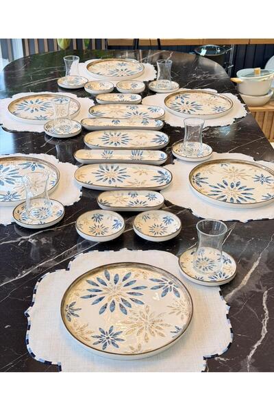 Onedekor 29 Parça Mione Blue Porselen Kahvaltı Takımı