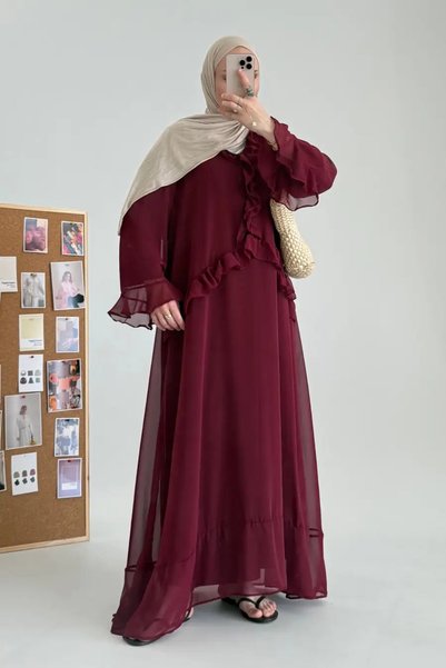 Merona Hm Model Chiffon Flounce Alaçatı Dress