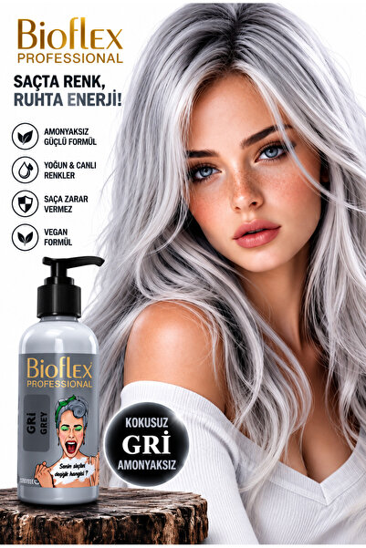 Bioflex Gri Geçici Renkli Saç Renkli Saç Boyası 250 ml Kokusuz Su Bazlı Amony...