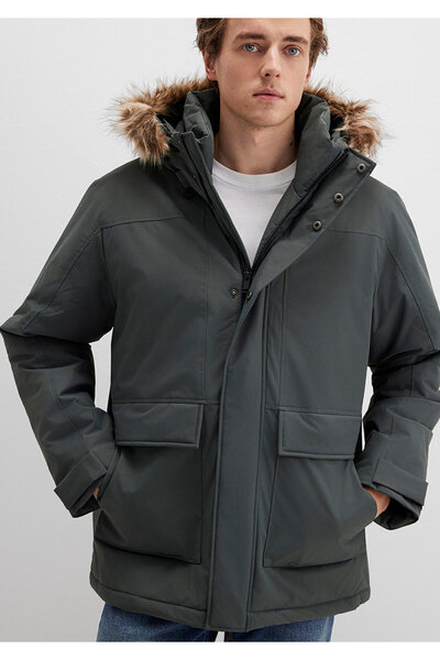 Mavi cu glugă Parka verde Loose Fit / Lejer și confortabil croială 0110472-71598