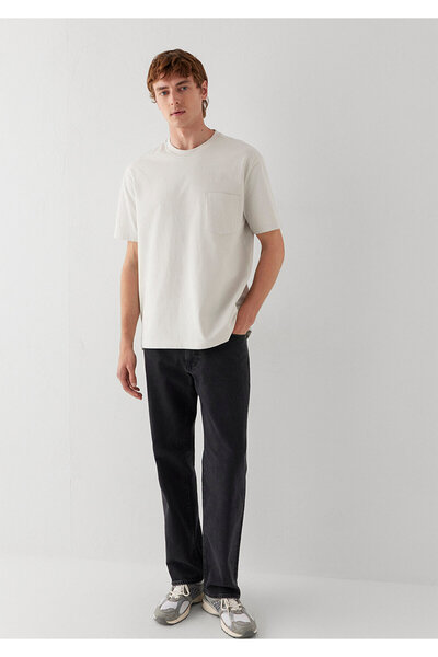 Mavi Grey Basic T-Shirt with Pocket Detail Loose Fit / Loose Relaxed Fit 0662...