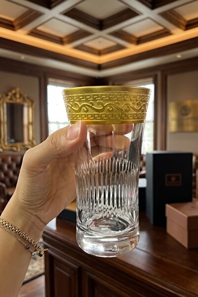DECOSTYLE Dik dekor GOLD Kaplama Azur Lux Meşrubat ve Su Bardağı 300cc