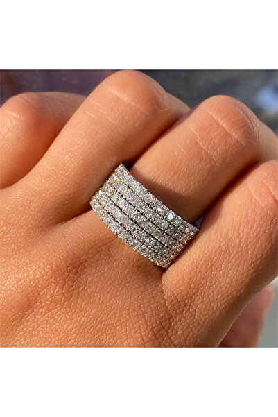Choice 8 F1811 Huitan 5 Lines Crystal Cubic Zirconia Rings Women for Wedding ...