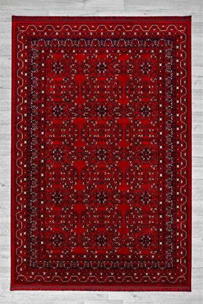 SULTAN HALI Kırmızı Renkli Afgan Motifli Yıkanabilir Otantik Dokuma Halı 02