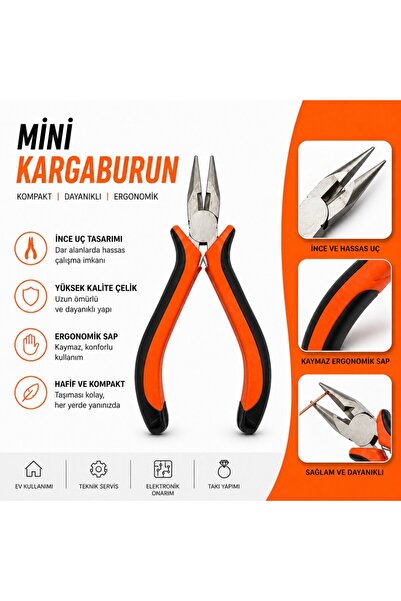 Speed Out Mini Kargaburun Pense İnce Uçlu Ergonomik Dayanıklı Elektronik Tami...