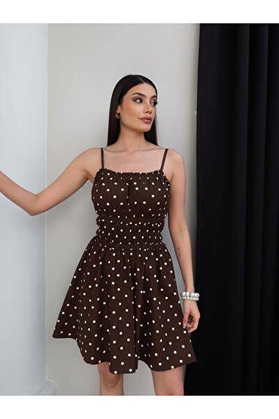 ESRAHELVACI Πουά Μίνι Φόρεμα με Γκιπέλι