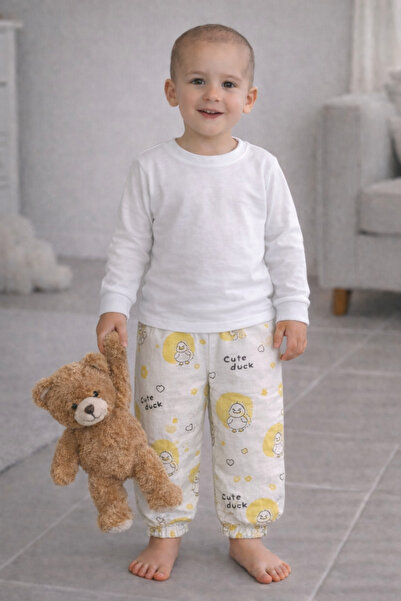 MODABOX Erkek Çocuk Pijama Altı %100 Pamuk Penye Lastikli Ve Paça Manşetli Ra...