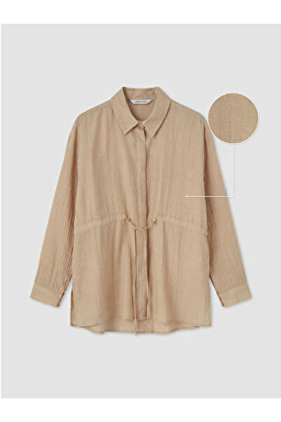 LC Waikiki New Season Beige Textured Gathered Women's Shirt Tunic