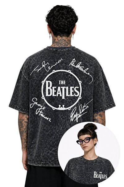 Fuddy Moda Tricou unisex supradimensionat, retro, cu semnături ale membrelor ...