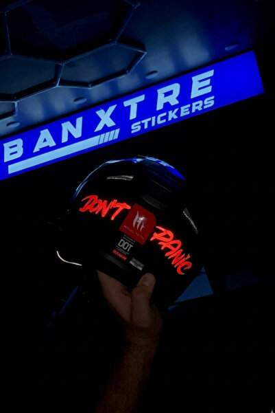 Banxtre Motosiklet ve Kask için Reflektörlü Dont Panic Sticker Etiket (1 Adet)