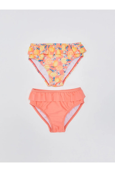 LC Waikiki LCW baby Turuncu Beli Lastikli Baskılı Kız Bebek Bikini Alt 2'li