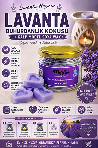 KOLAYEV Lavanta Kokulu Buhurdanlık Kokusu Kalp Model Soya Wax Tablet Kavanoz ...