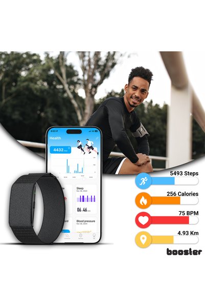 BOOSTER REVIEW Bratara inteligenta Booster MAX, monitorizare puls, somn, SpO2, pasi, calorii, autonomie 40 zile, negru