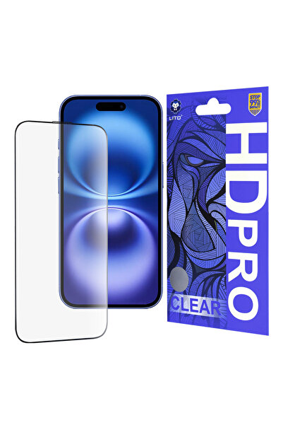 Lito Folie protectie pentru iPhone 16, Transparenta;Antisoc;Full Glue, negru