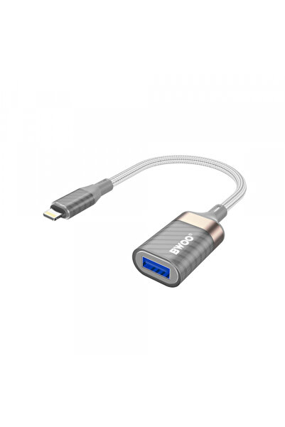 Bwoo Προσαρμογέας OTG Lightning - USB-A BZ70, Γκρι