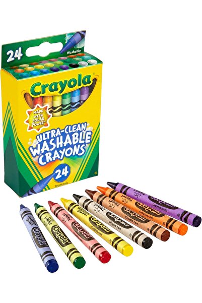 Crayola Washable Ultra Clean Crayons, 6-1/4", Assorted Colors, Pack Of 24 Cra...