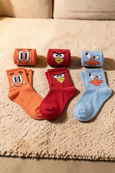 Socks Stores 3 ζευγάρια πολύχρωμες κάλτσες unisex με σχέδια, βαμβακερές κάλτσ...