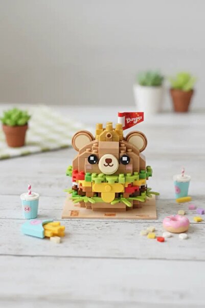 Miniso Lisanslı Yemek Serisi Oyun Bloğu Ayı Figürlü Hamburger – Eğitici ve De...