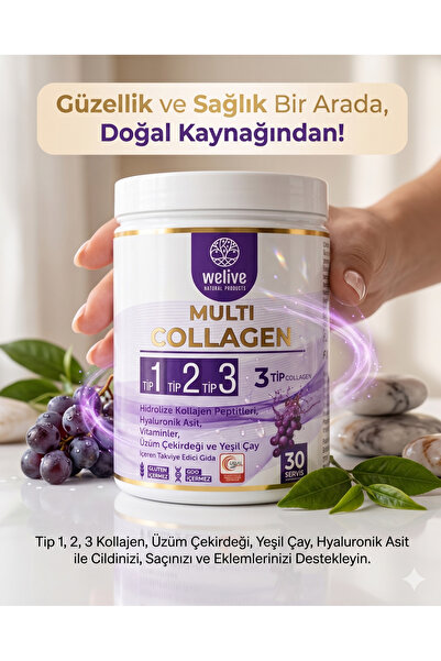 Welive Multi Collagen Powder 3 Tip Kolajen | Hyaluronik Asit & Vitamin İçeren...