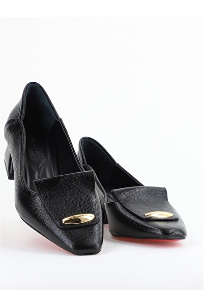 Nicoletta Pantofi de damă casual cu toc mic realizați din piele ecologică negru