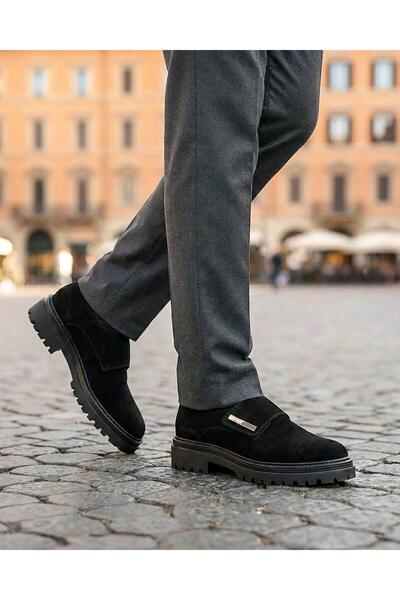 TerziAdemAltun Ανδρικά παπούτσια Natural Suede 052-2 Μαύρα T14605