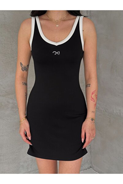 SBL COLLECTİON Embroidery Detailed V-Neck Women's Dress