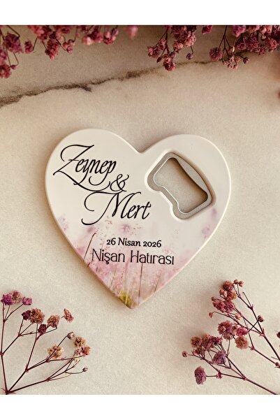 Fine Line Design Kişiye Özel Kalpli Magnet Açacak Söz, Nişan, Kına, Düğün (10...