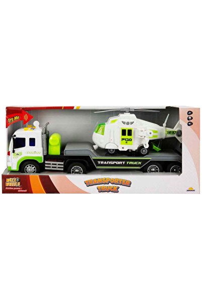 Maxx Wheels Set transportator cu elicopter, Maxx Wheels, Alb, 1:16