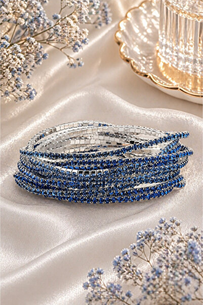 YİĞİTKARANAKSESUAR Zircon Stone 3-Piece Waterway Rubber Bracelet