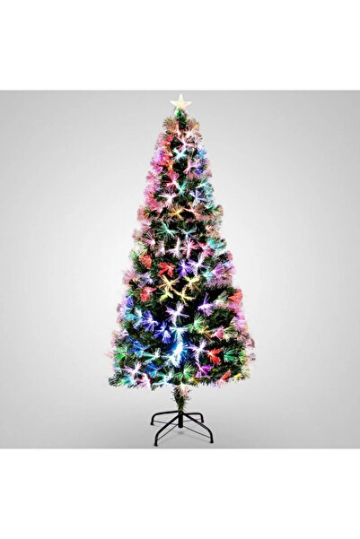 E-ANAMAG Πράσινο Τεχνητό Χριστουγεννιάτικο Δέντρο, 210 εκ. με Πολύχρωμες Οπτι...