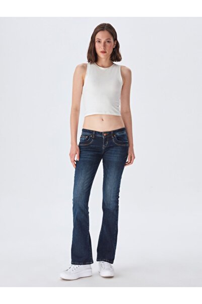 Ltb Pantaloni Valerie din denim indigo închis, cu talie joasă și croială conică
