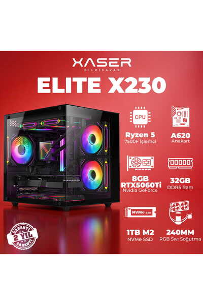 XASER Elite X230 Ryzen 5 7500F 32GB DDR5 Ram 1TB M.2 NVMe SSD 8GB RTX5060 Ti ...