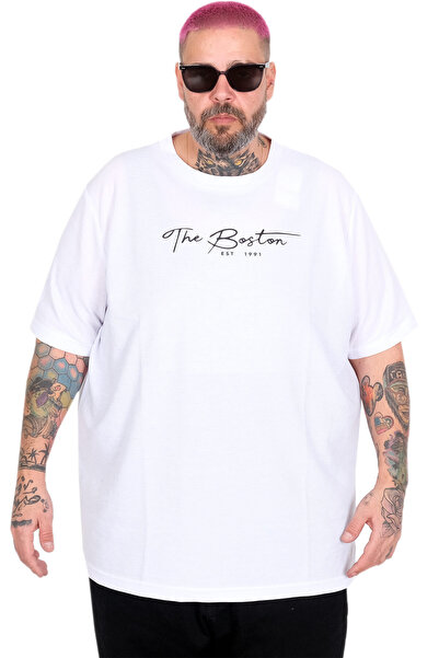 ModeXL Tricou Mode XL în mărime mare Bıs The Boston Waffle U26000 ALB