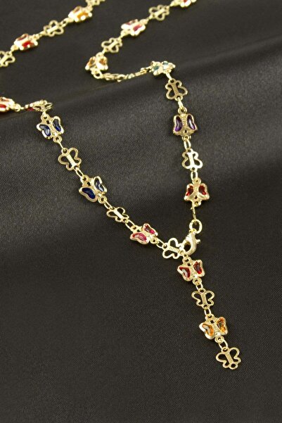 Marsilyan Butterfly Zircon Stone Y Necklace Ilkel-Bjt940