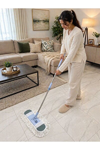 tmtemsan TEMSAN 50 cm Paletli Mop Seti 5 Parça Toz ve Nemli Mop Saplı Set