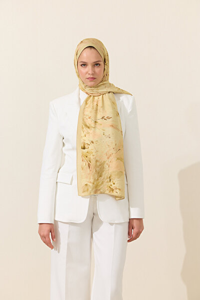 cs camellia scarf Watercolor Cotton Viscose Shawl - Butter Yellow