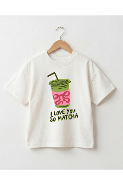 babytex Oversize Kids T-Shirt I Love You so Matcha Printed Cotton