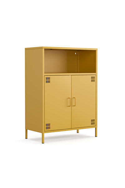Furni24 Pera Metal Dolap 2 Kapılı, Açık Raflı 80,50 x 40 x 109,50 cm - 11 Ren...