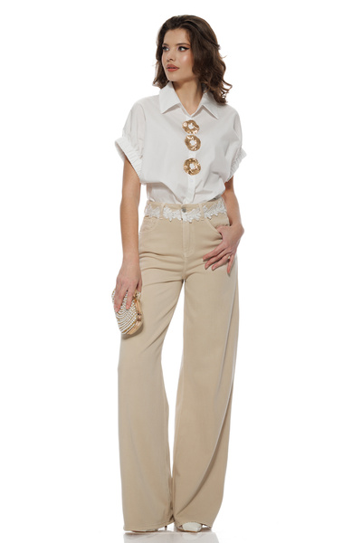 Fofy Blugi dama wide premium bej fashion trend 2026 supersoft