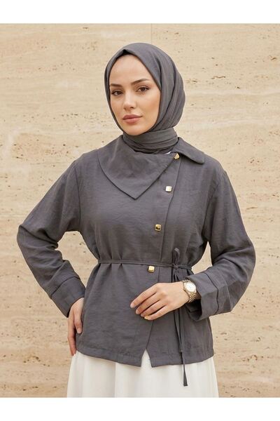 Lunsera Store تونيك بأزرار متقاطعة - أنثراسايت