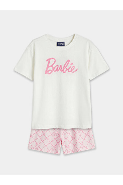 LC Waikiki Set de pijamale scurte pentru fete Barbie cu imprimeu
